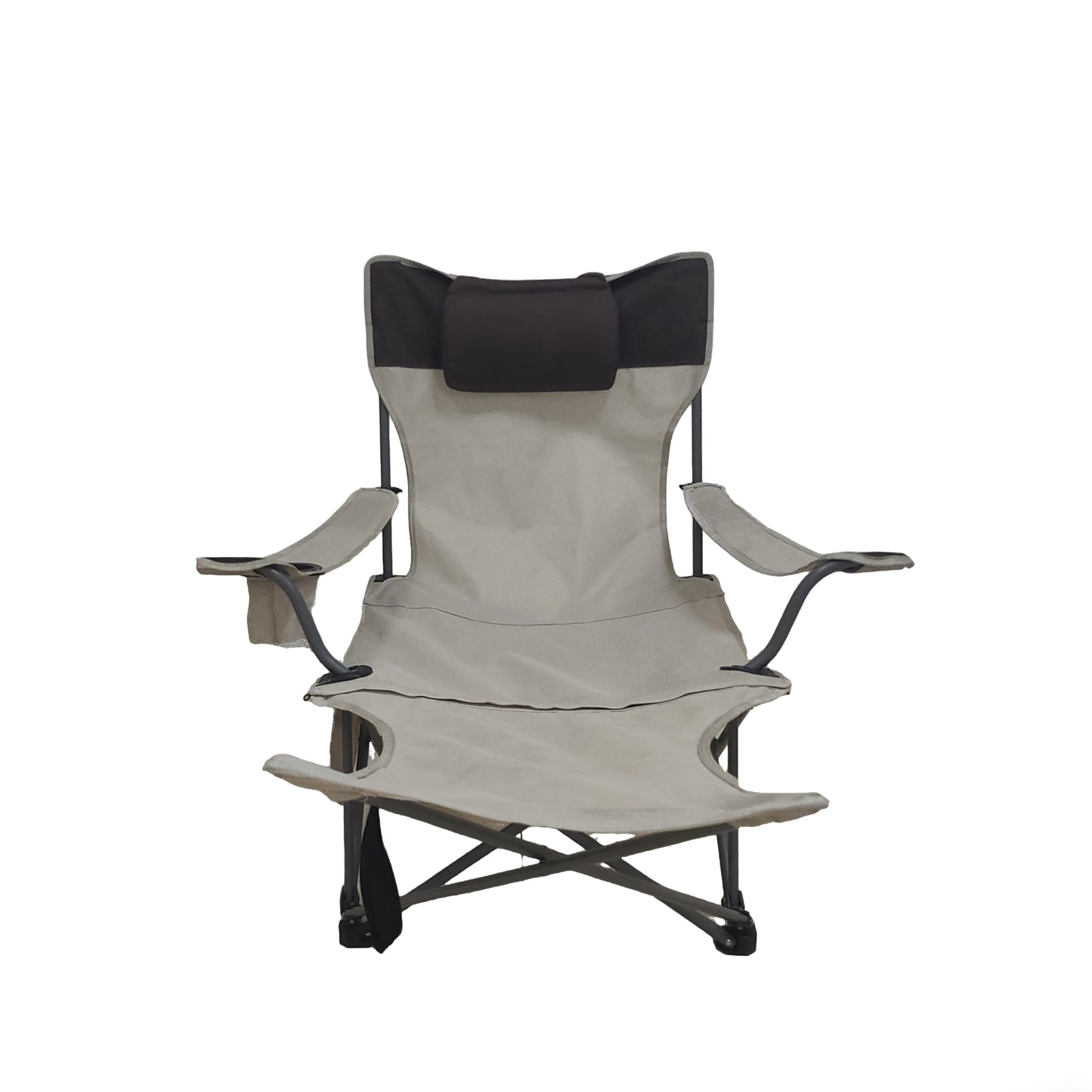2PCS Folding Camping Chairs, Adjustable 3-Position Reclining Outdoor Lounge Chair with Side Pocket & Cup Holder, Portable Camping Chair with Carry Bag,Beige ,Dark Blue,