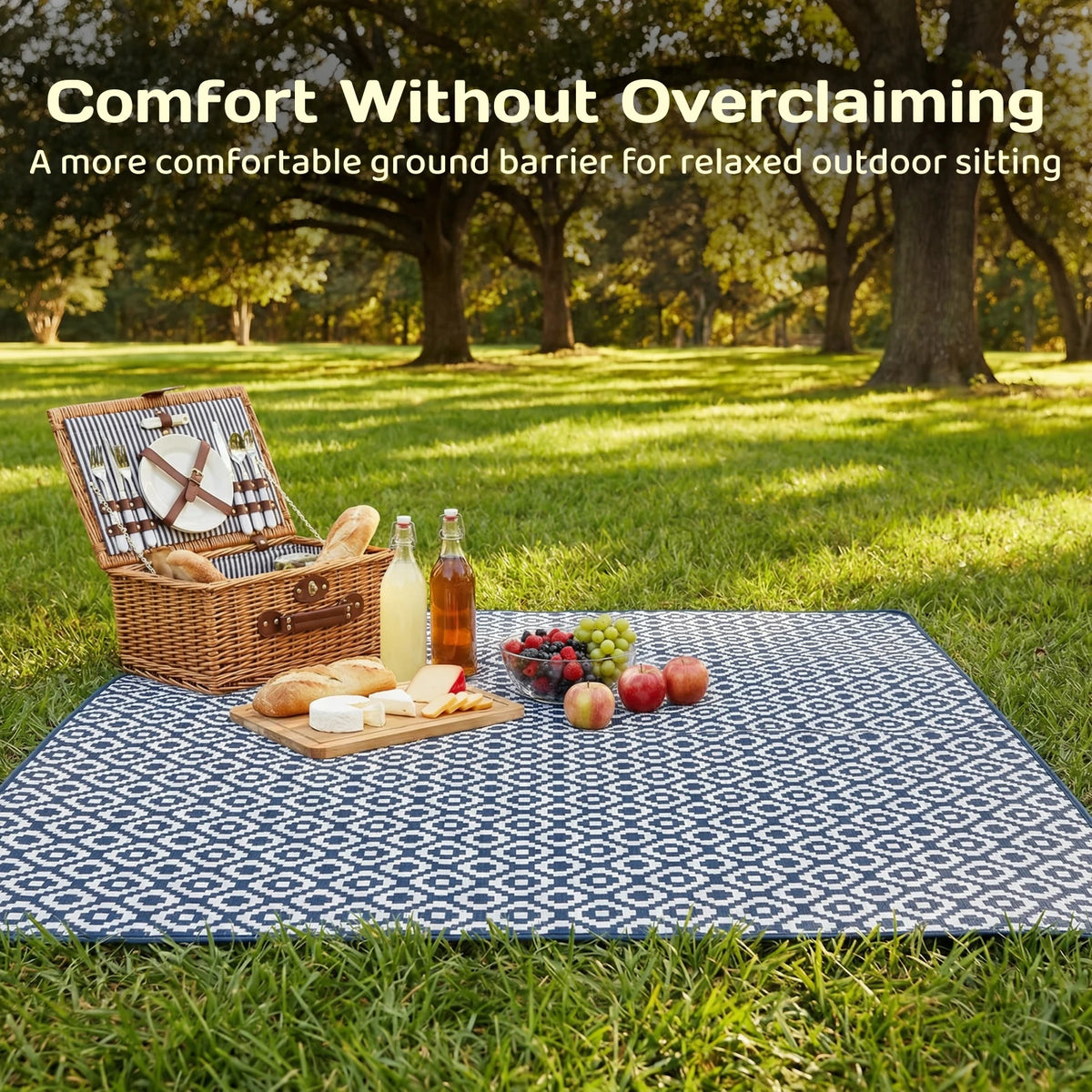 Adivo Waterproof Picnic Blanket Foldable Portable Polyester Outdoor Mat with Carry Handle for Beach Camping 59x79/79x79in
