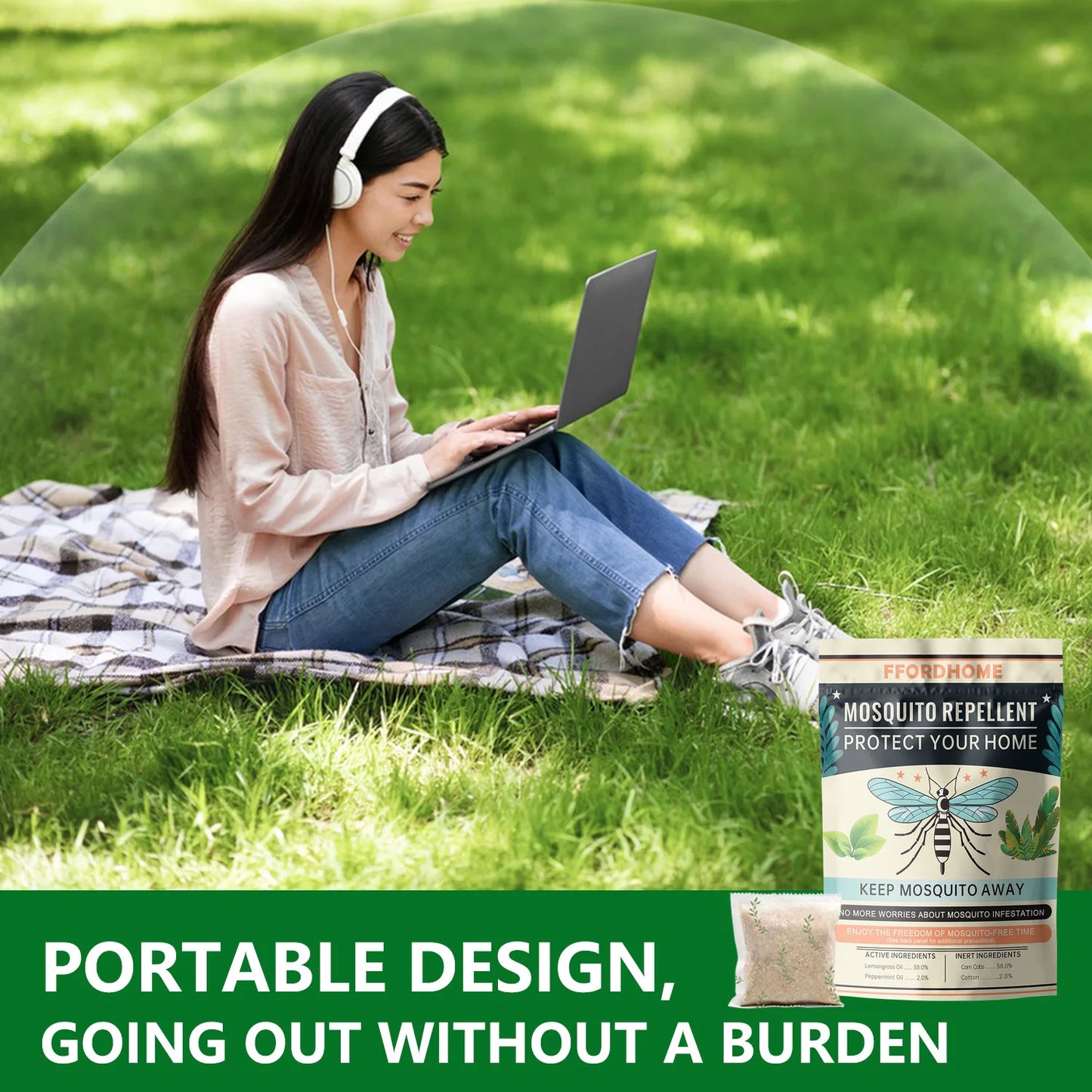 Plant Based Mosquito Repellent Sachets Outdoor Use 20 Pack