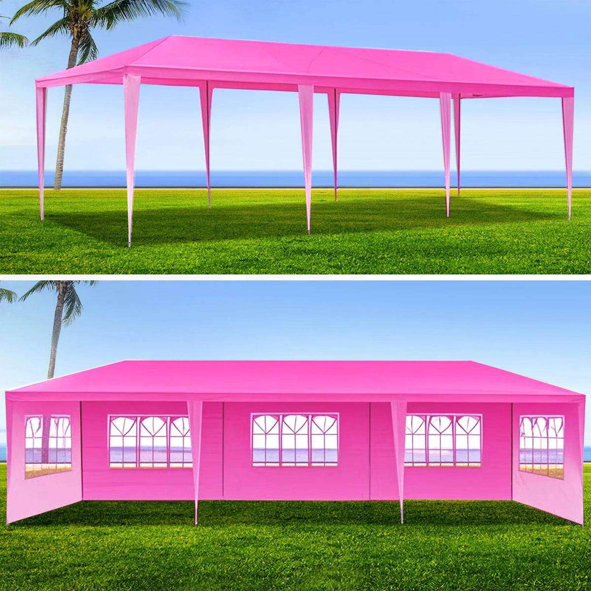 10x30FT Pink Wedding Party Canopy Tent with 8 Removable Sidewalls, Waterproof Outdoor Gazebo Event Shelter for Weddings, Birthda