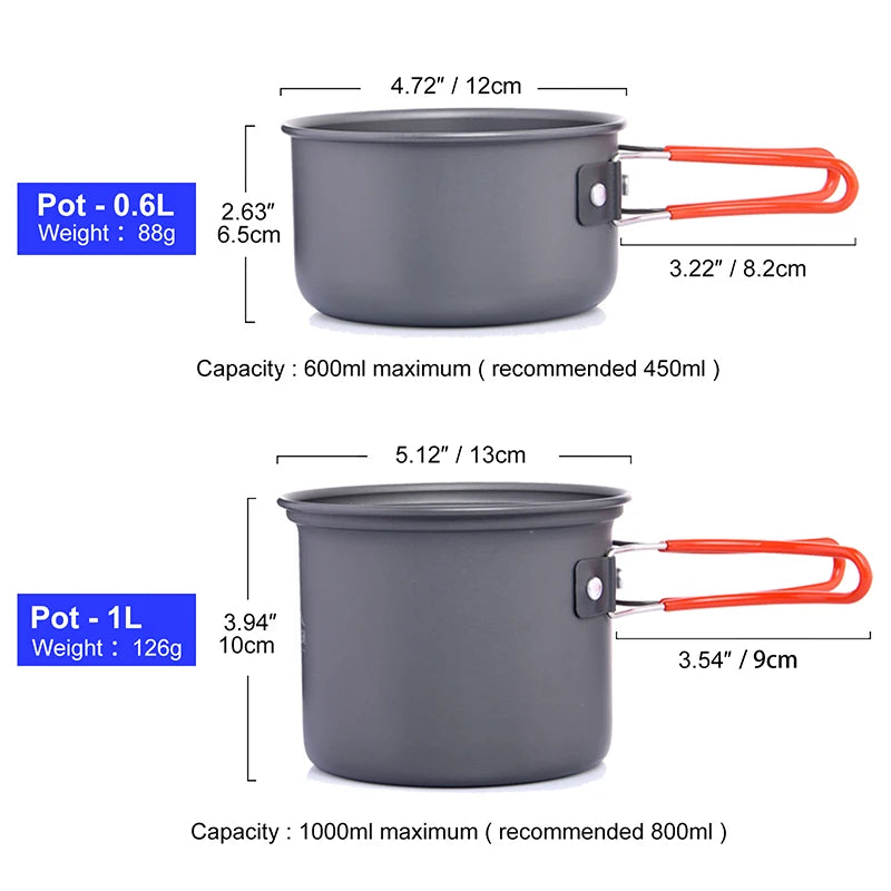 Widesea Camping Cookware Set Outdoor Tableware Pot Stove Cup
