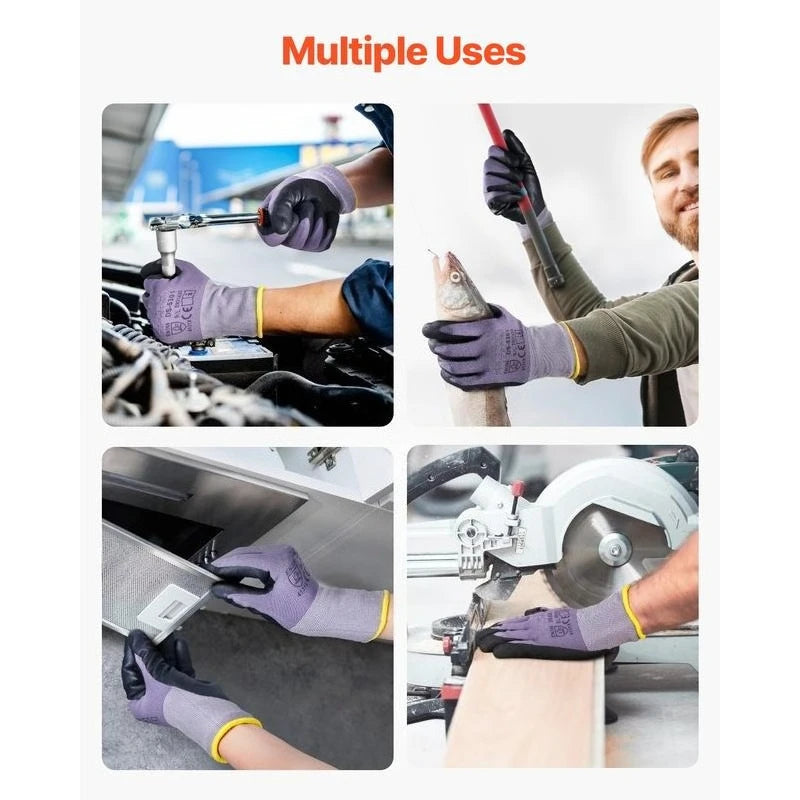 Work Gloves 12 Pairs Touch Screen Nitrile-Coated Garden Construction Gloves