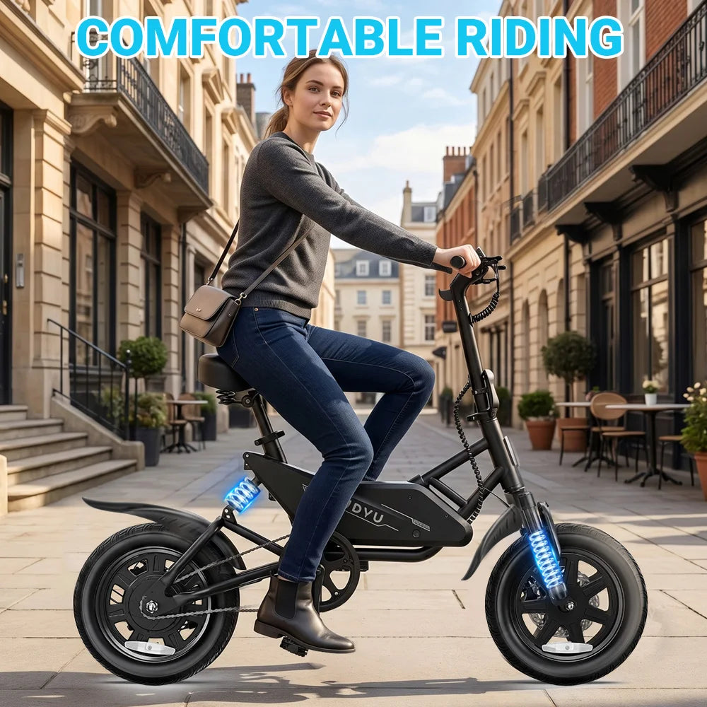 DYU X1 14” Folding Electric Bike Mini E-Bike 500W Peak 20MPH 280Wh Battery Compact City Commuter Electric Bicycle Style UL2849