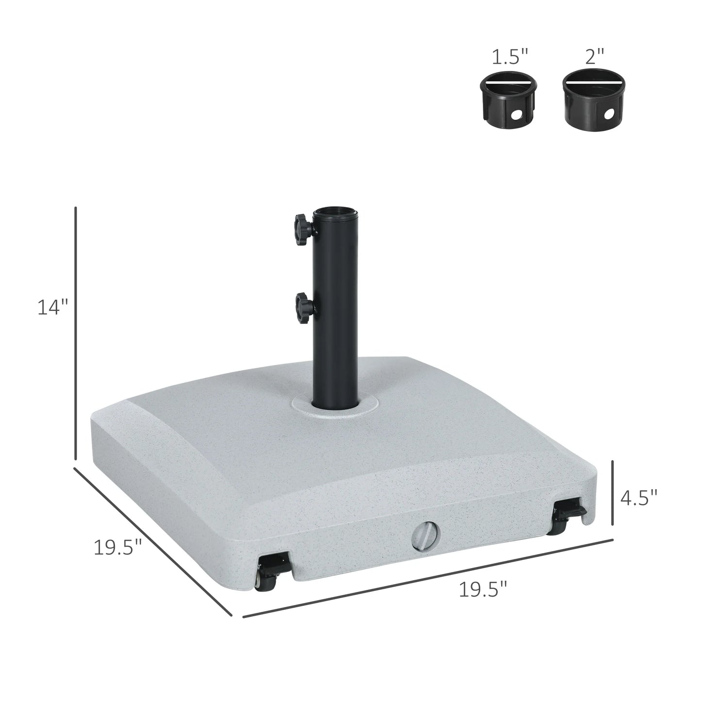 Patio Umbrella Base with Wheels, Water or Sand Filled, Gray