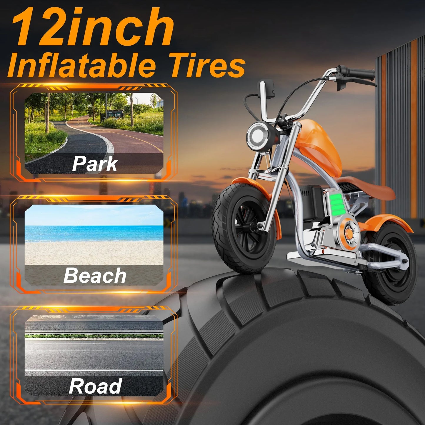 Electric Motorcycle for Kids, 18V 5.2AH Electric Dirt Bike, 160W Motor 10MPH Fast Speed Retro Motocross 6-8miles Max Range with LED Lights for Gift