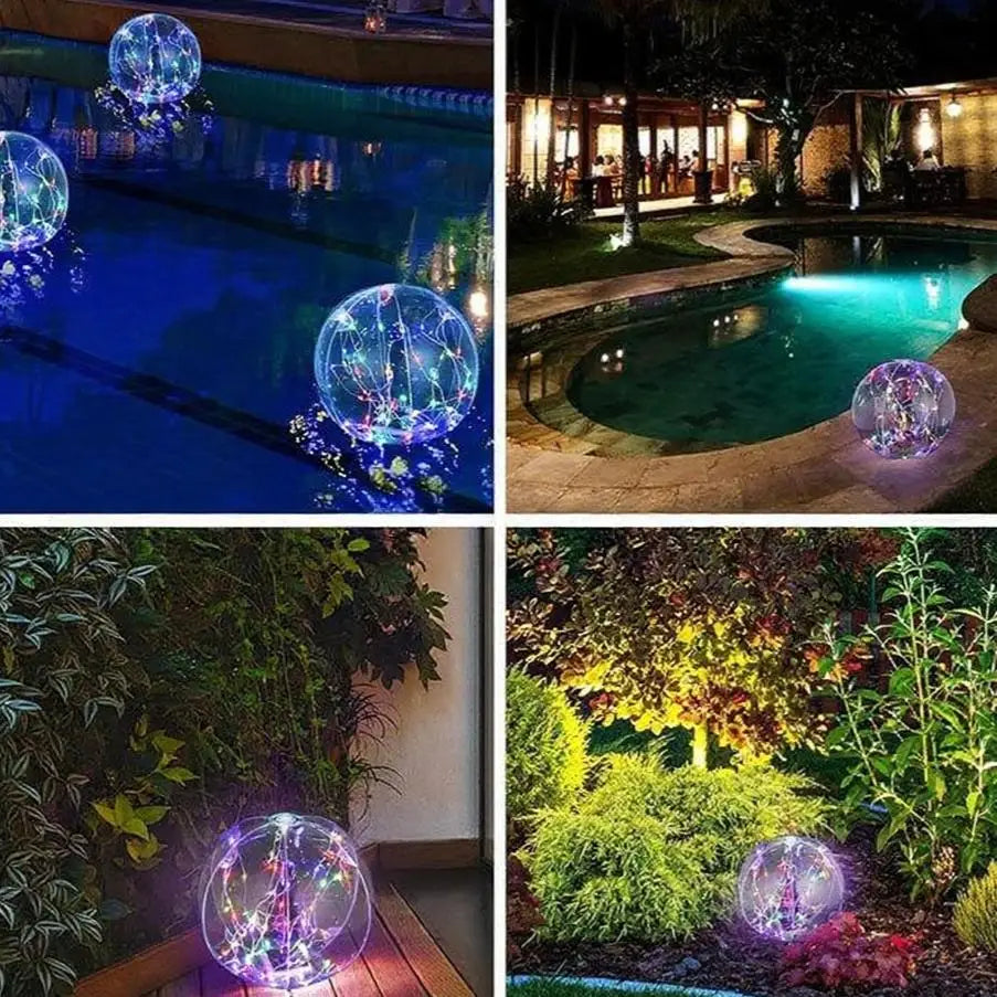 Solar LED Floating Pool Balls Inflatable Outdoor Decor Lights