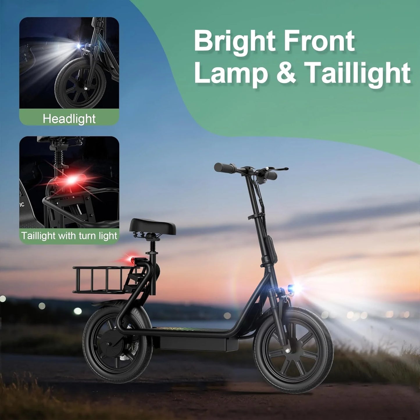 2026 New14inch Electric Bicycle 10.4AH Battery 28Miles Max Range 22MPH Max Speed Shock Absorption Foldable Adult Ebike