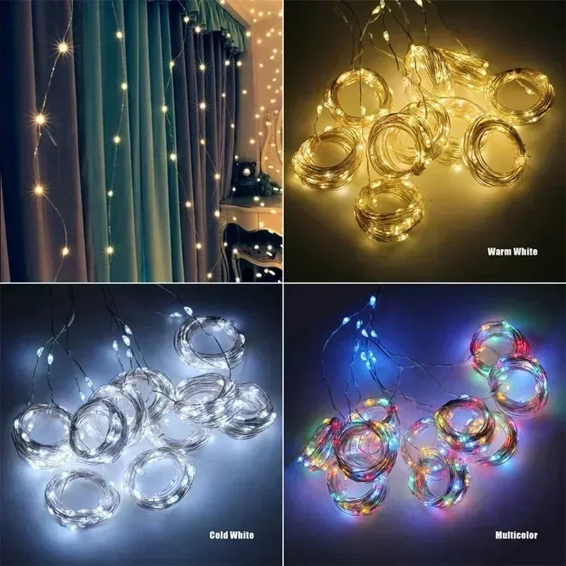 New 1 Sets of 300 LED Outdoor Fairy String Lights, Solar Curtain Lights, Waterproof Garden Party, Wedding, Christmas Decorative Lights, Festival Decorations, Halloween, New Year, Home Decorations