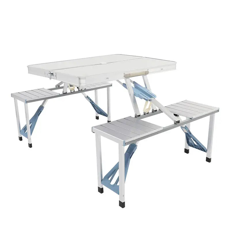 Silver Aluminum Alloy Camping Table and Chair Set, 136*85.5*67cm, 50kg