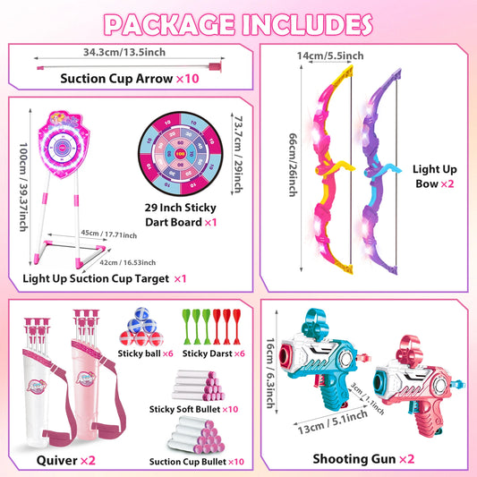VATOS Night Light Bow Arrow Archery Toy For Girls Indoor