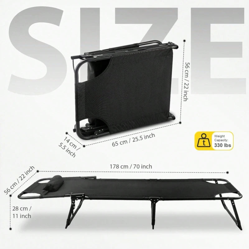 Camping Cot 70x22 Inch Folding Bed with Thick Pad Heavy Duty Oxford Carry Bag for Outdoor Travel Home