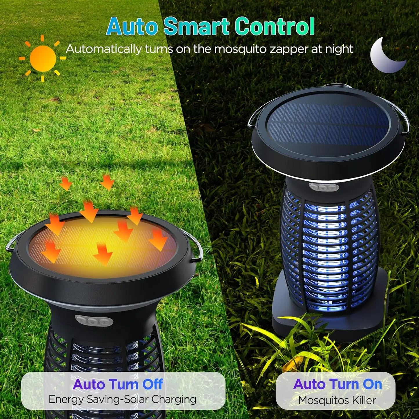 Solar Outdoor Bug Zapper For Mosquitoes Portable Rechargeable