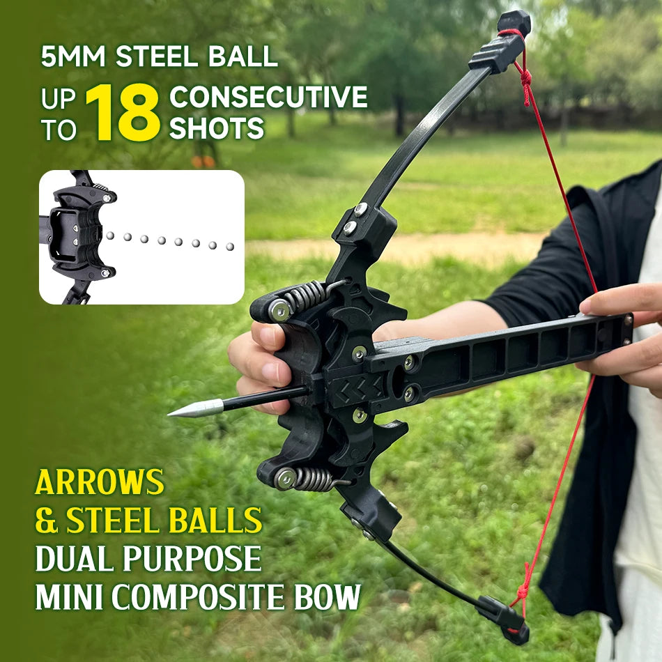 Folding Bow And Steel Ball Combo For Archery Practice