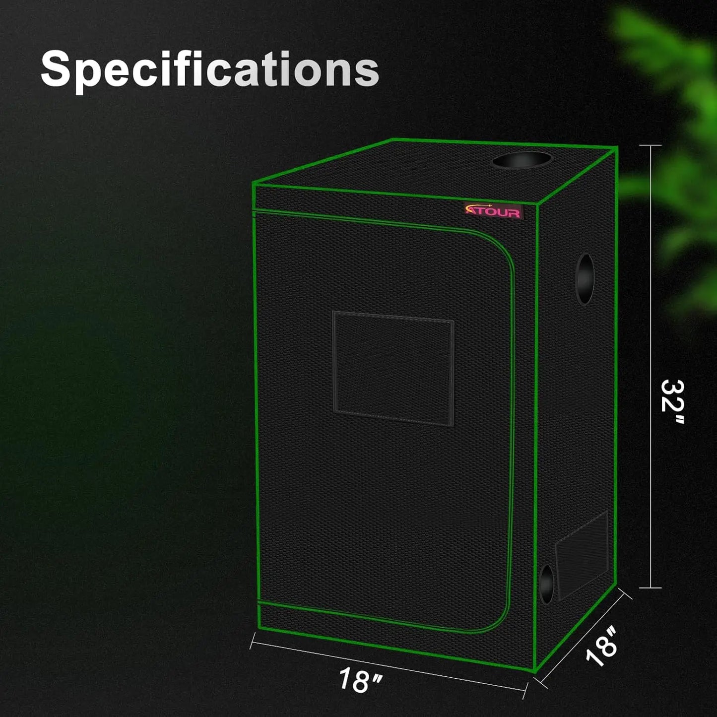 18"x18"x32" Grow Tent with High Reflective Mylar & Observation Window for Indoor Plants
