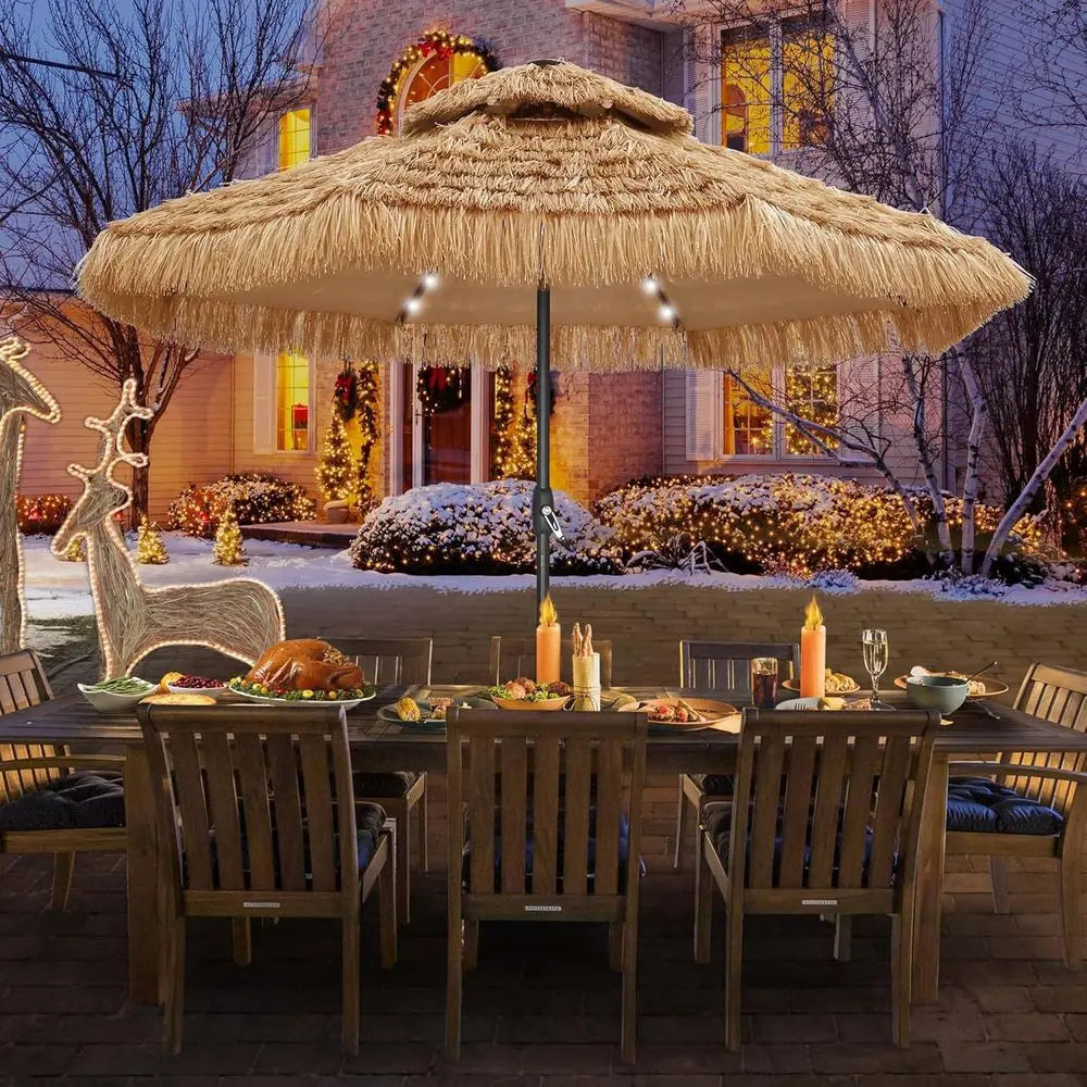 Hawaiian-Inspired Tiki Patio Umbrella for Beach, Garden, and Pool Relaxation