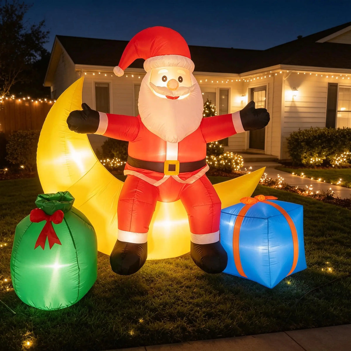 Gaomon Moon Santa Christmas Inflatable Outdoor Decoration