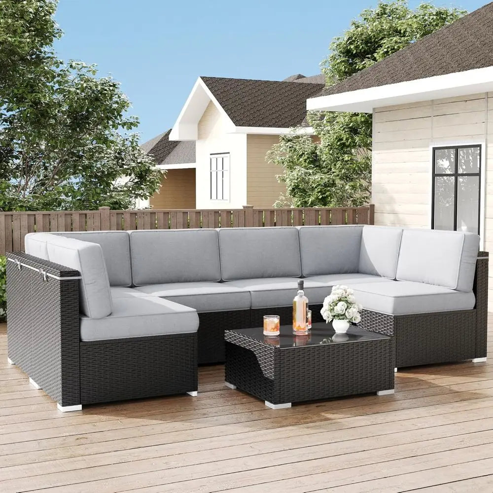 Outdoor Furniture Replacement Cushions For 6 Seat Patio Sectional Sofa