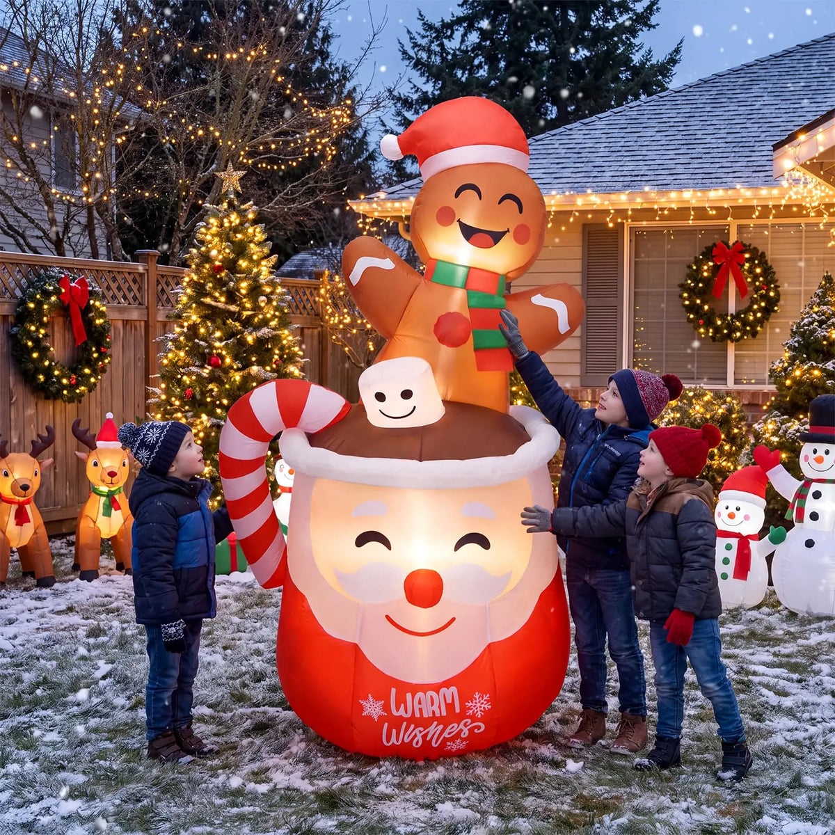 HiMISS Christmas Gingerbread Man Inflatable With LED Lights