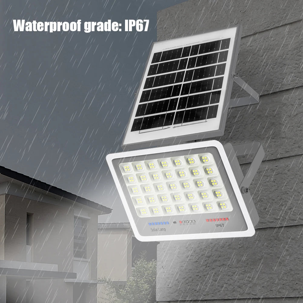Solar Powered LED Flood Light IP67 Waterproof Spot Lights Multi Modes Outdoor Wall Floodlight Remote Control for Patio Path Yard