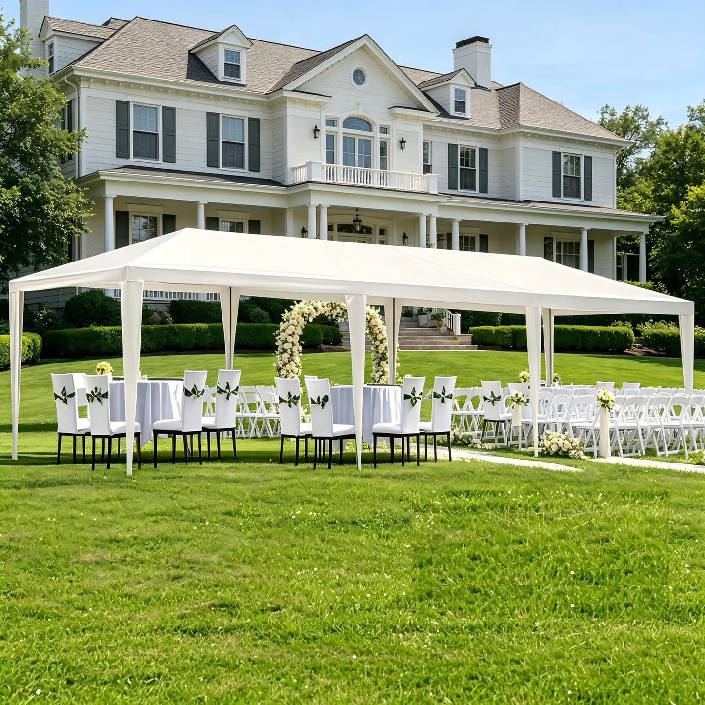 10x20/10x30 Party Tent Outdoor Wedding Canopy, Heavy Duty PE Top Gazebo Shelter For BBQ Backyard Patio Events, No Sidewalls