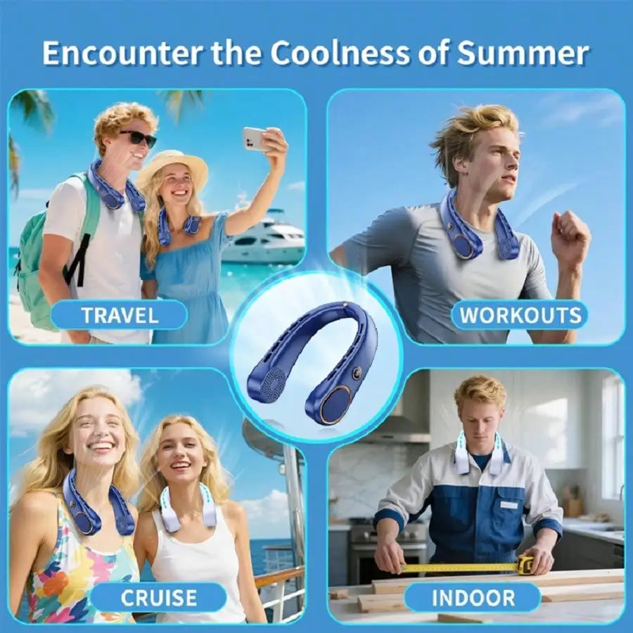 Personal Wearable Neck Fan, Portable Bladeless Air Cooler, 5-Speed Adjustable Fan, 3000mAh Long-Lasting Rechargeable Battery