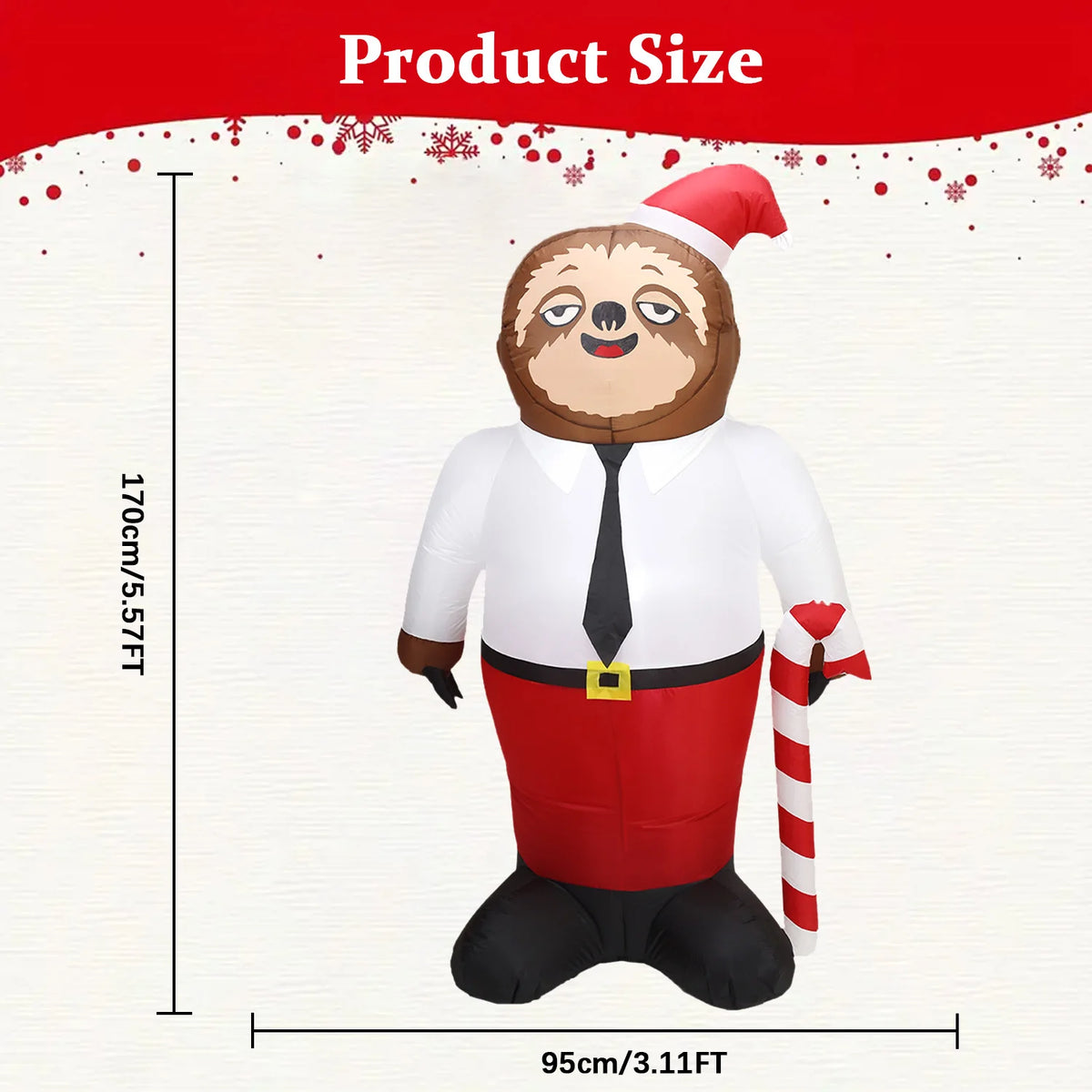 Christmas Inflatable Sloth Gentleman With Led Lights Yard Decoration