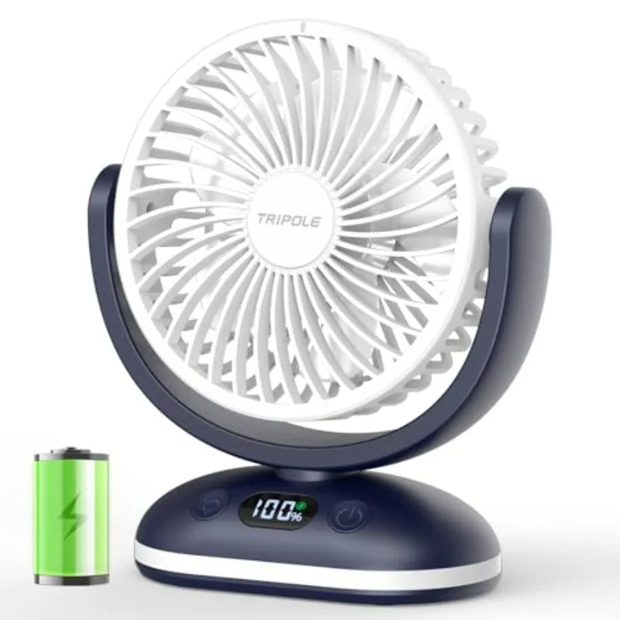 Small Desk Fan Portable Rechargeable Fan for Travel, Smart Display and LED Light, 31H Runtime, 4 Speeds Mini Battery Operated F