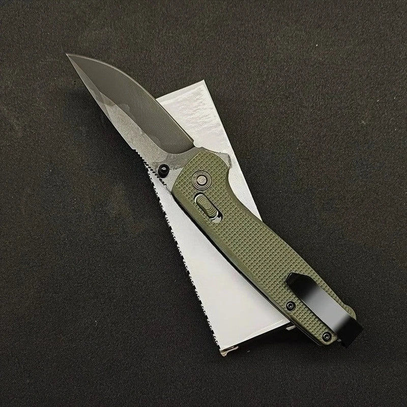 Folding Knife with Manual Lock Anti-Slip Grip Thumb Studs EDC Camping Knife Survival Outdoor Black/Olive Green/Orange Multitool