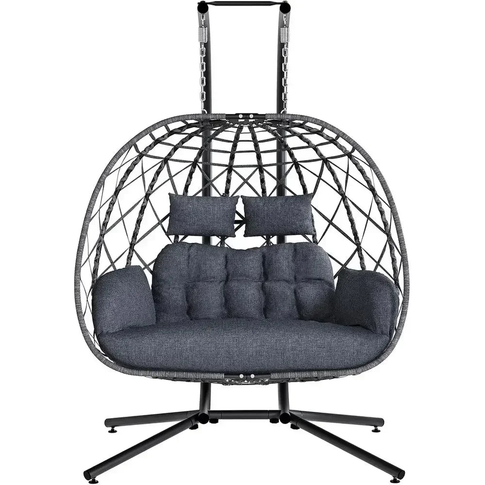 Indoor Outdoor Swing Chair With Metal Stand And Cushion
