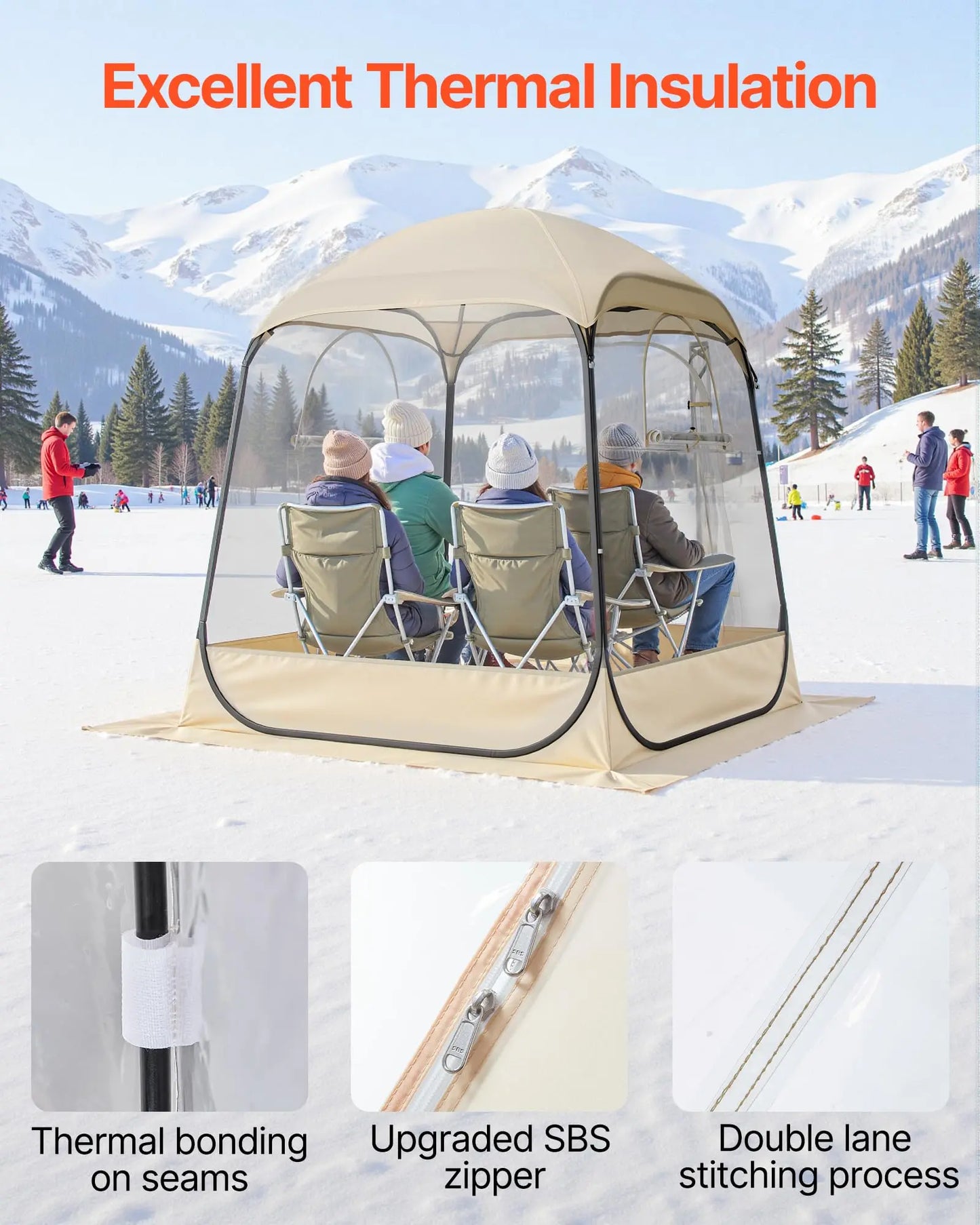 Pop-Up Clear Bubble Tent For 1-6 Adults, Waterproof Outdoor Dome Shelter With Floor Mat