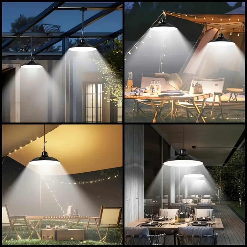 Multi Use Split Solar Pendant Light Dual Head For Camping Gazebo Garage Balcony Outdoor Yard Lamp