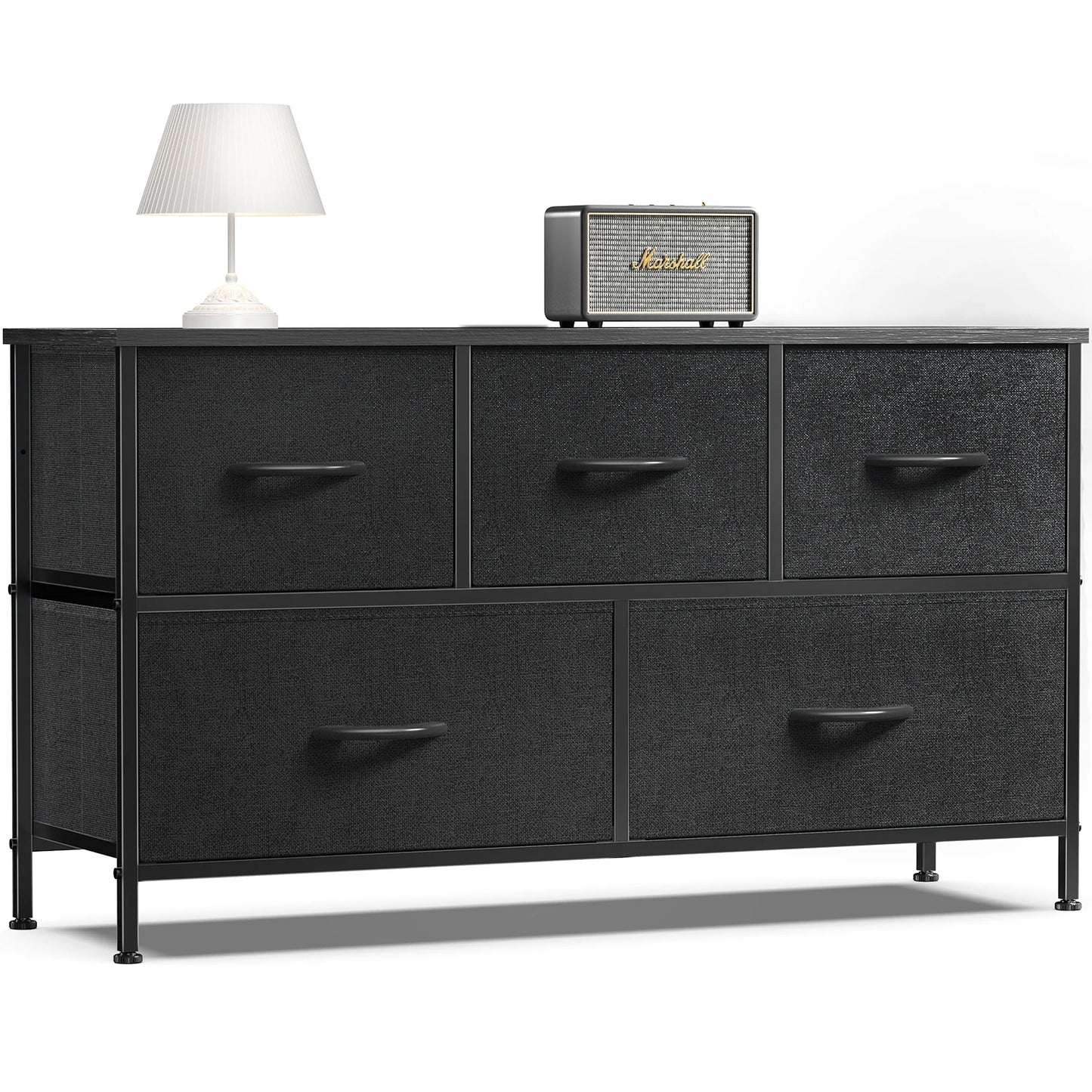 JHK Living Room Display Cabinet With Metal Frame And Drawers