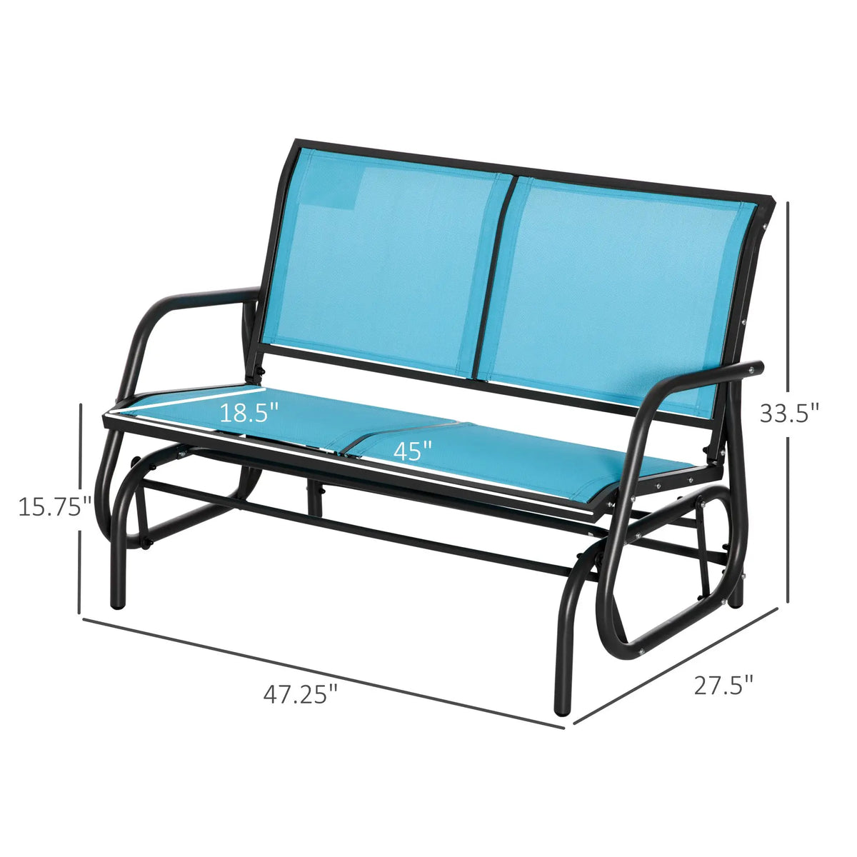 Oeny Outdoor Glider Bench With Weather Resistant Steel Frame
