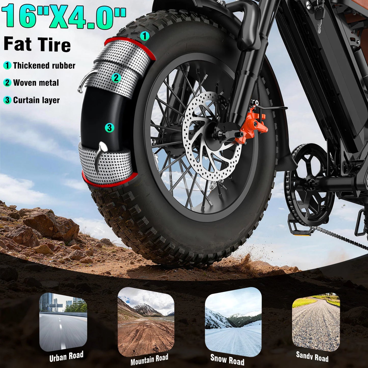 1200W Electric Dirt Bike,28MPH Electric Bike,48V18AH Removable Battery,Max Range 35Miles,5speed Adjustable E Bike,Load 500lbs