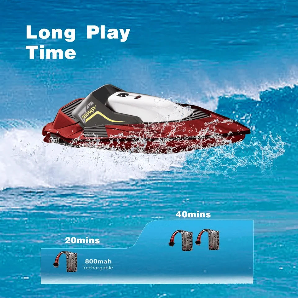 4DRC S5 fast remote control boat 2.4 GHz 20+MPH high-speed remote control rowing boat, water speedboat, submarine for swimming pools and lakes rowing, remote control, rechargeable boat battery, children's model, outdoor swimm