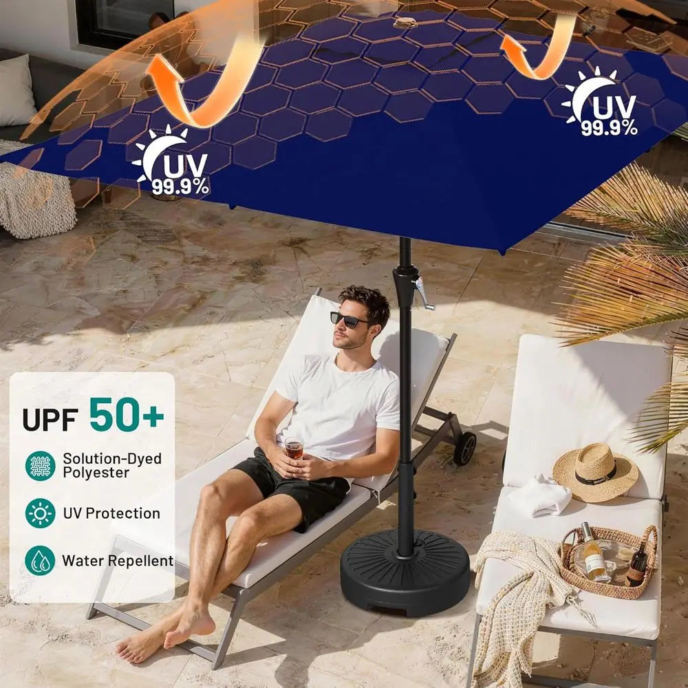 Navy 8-Foot x 10-Foot Patio Umbrellas with 8 Ribs for Outdoor, Pool, and Garden Use