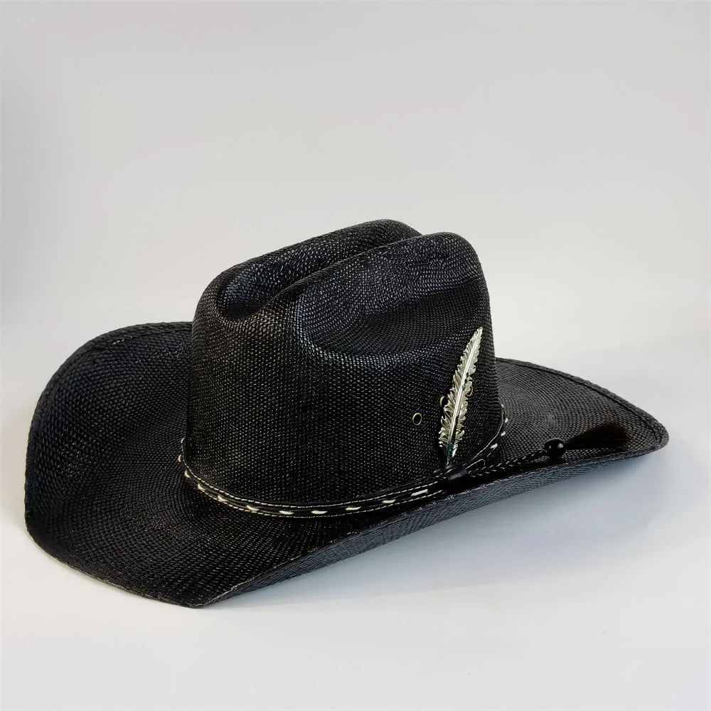 White Straw Cowboy Hat Summer Sun Protection Men Woman Summer Hat Casual Outdoor Sunshade Beach Straw Hat Fashion Cowboy chapéu