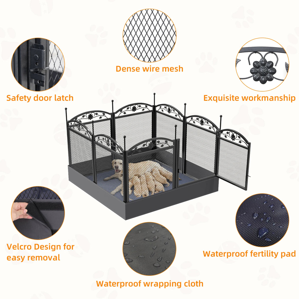 8 Panels Large Heavy Duty Dog Pet Playpen Exercise Enclosure Pet Whelping Pen Box