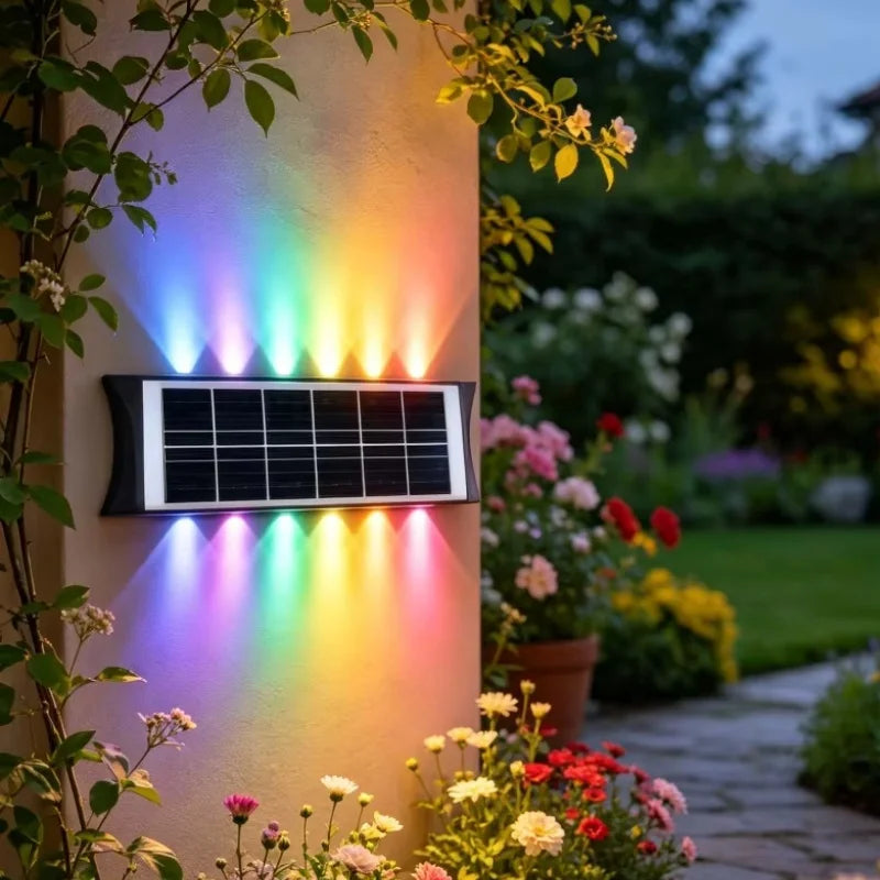 8/12LED Solar Wall Lamp Outdoor Warm Light Waterproof Up And Down Luminous Lighting Balcony Yard Garden Decoration Lights Exterior Wall