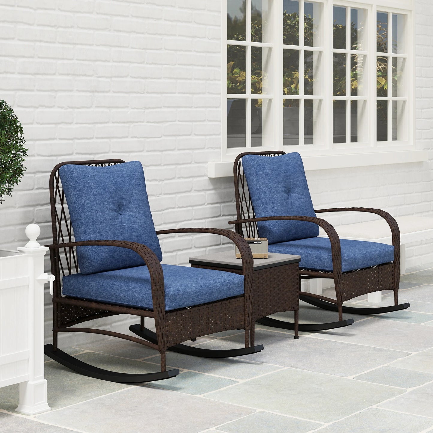 Outdoor Patio Furniture Set With Rocking Chairs And Coffee Table