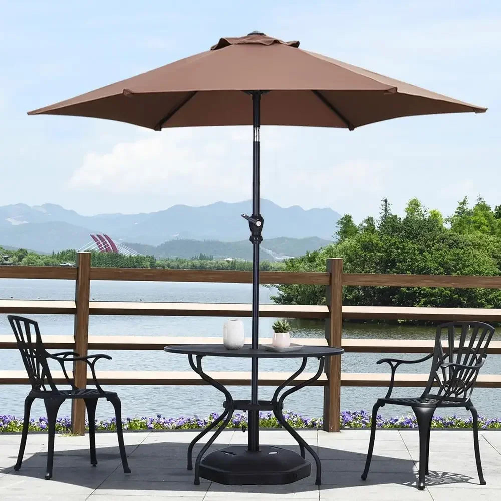 7.5ft Durable Crank Lift Patio Umbrella for Outdoor Lawn, Garden, and Pool Areas