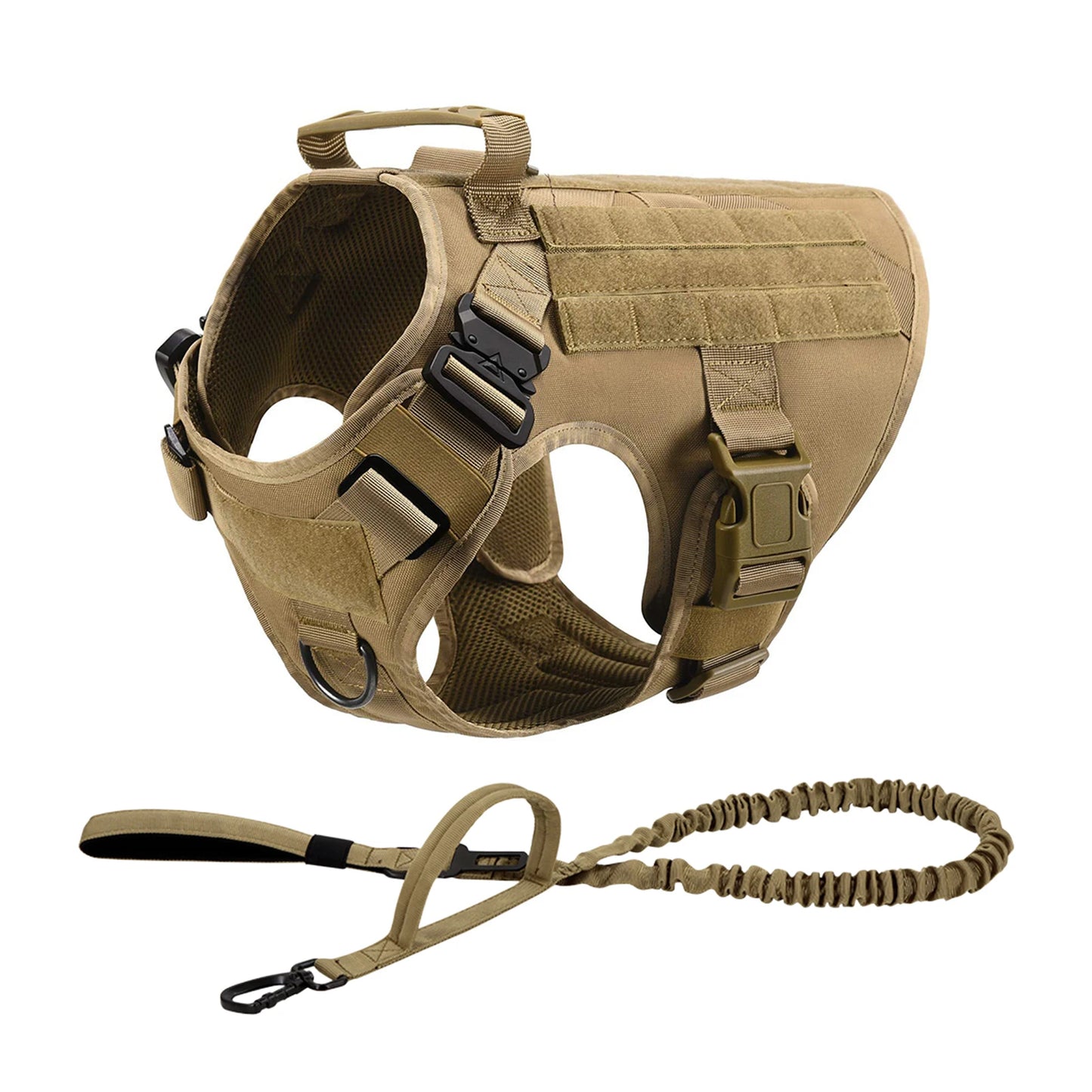 Pettravel Tactical Dog Harness With Padded Molle Pouch