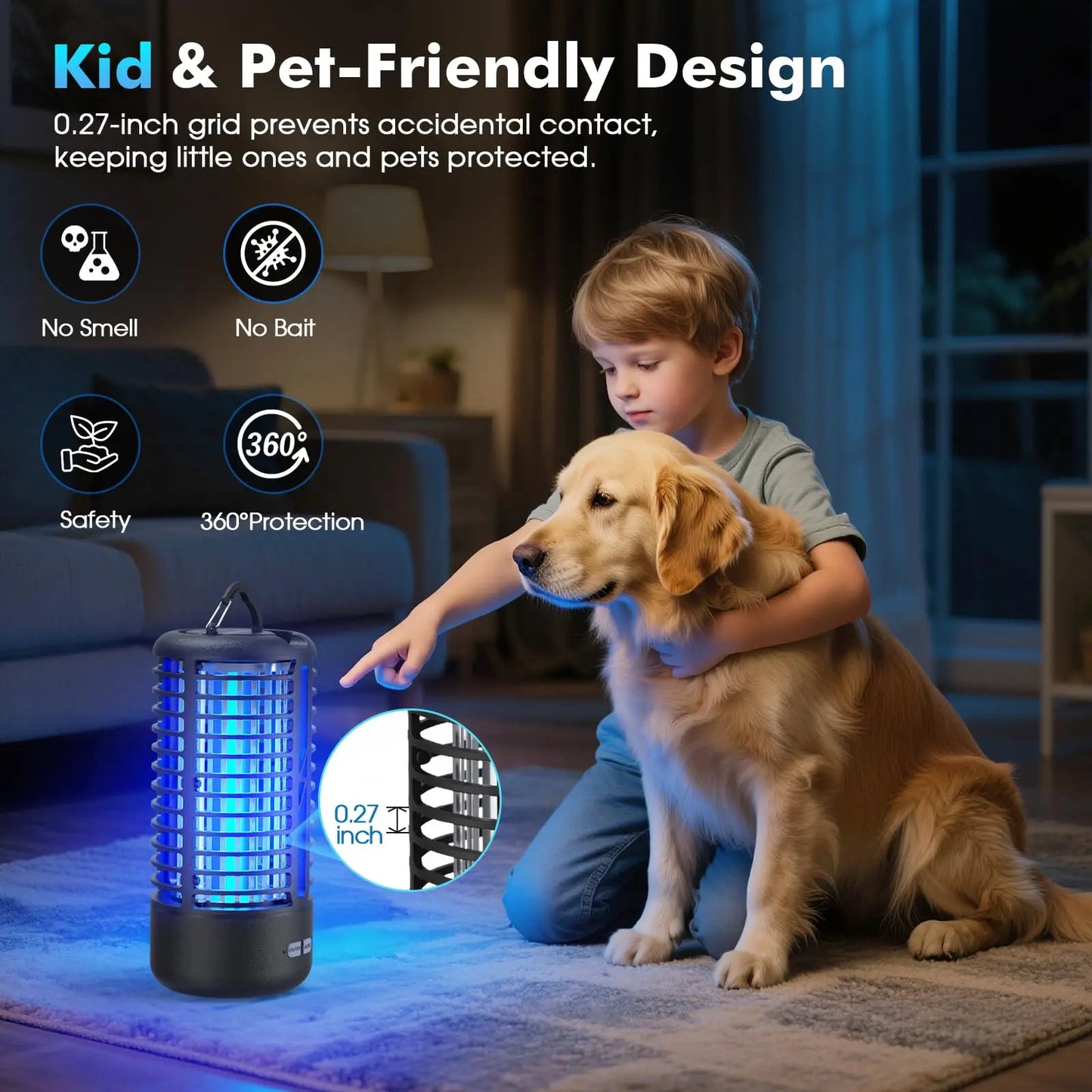 Rechargeable Bug Zapper Portable Mosquito Killer For Indoor Outdoor Use