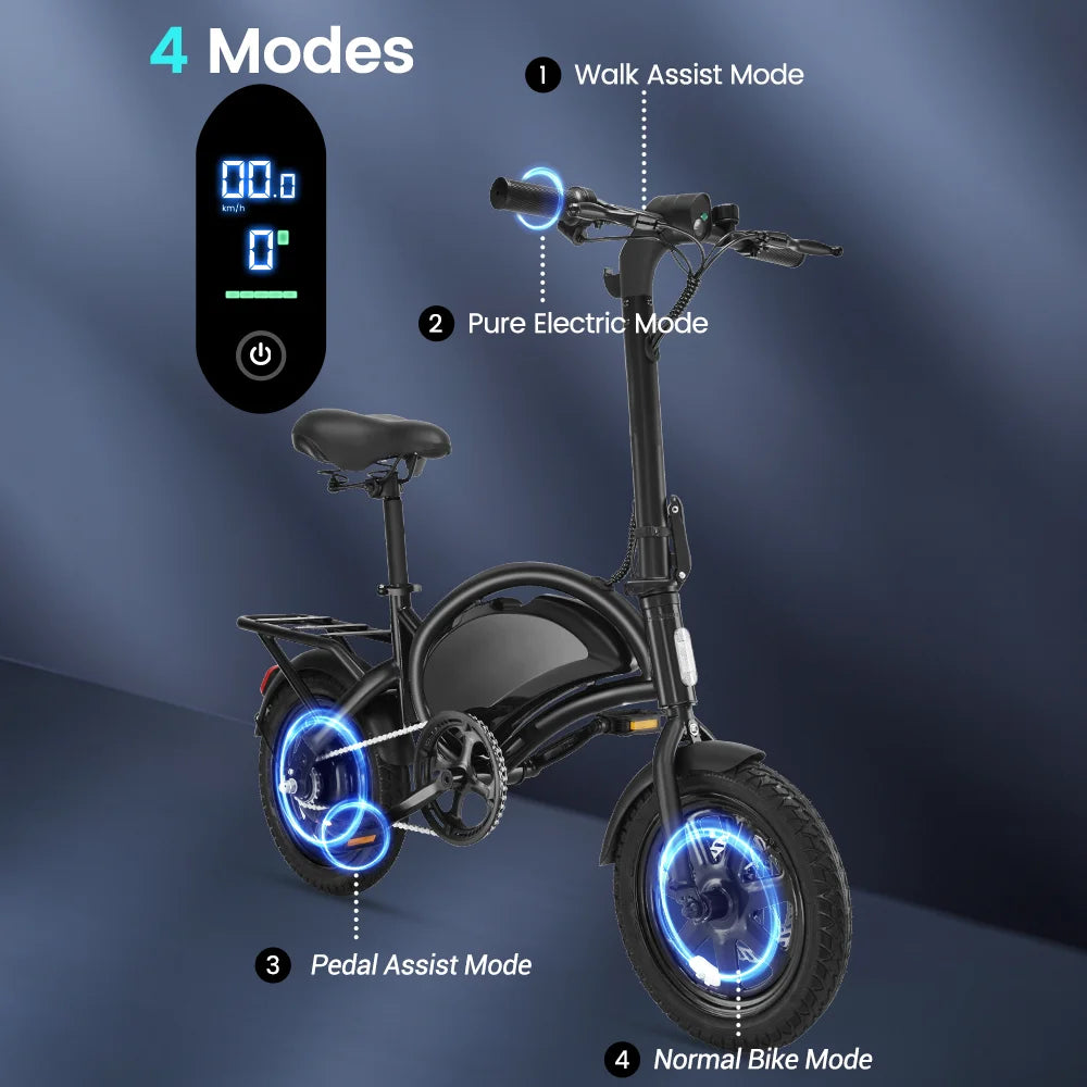 Electric Bike for Adults 14” Folding E-Bike 500W Peak electric bicycle 20MPH 36V 7.8AH Battery UL2849 City Commuter Bicycle
