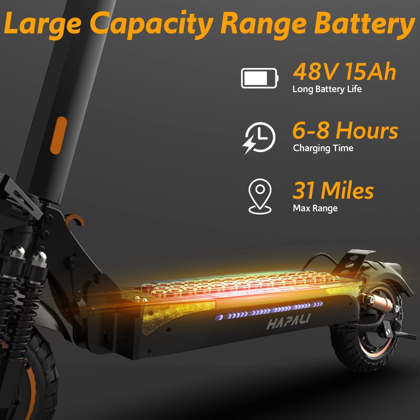 Off Road Electric Scooter, Dual Suspension & Side Light Folding E-Scooter for Adult, 48V 15AH, 1200W Motor Up to 31Mph & 31Miles, 11" All Terrain Tire