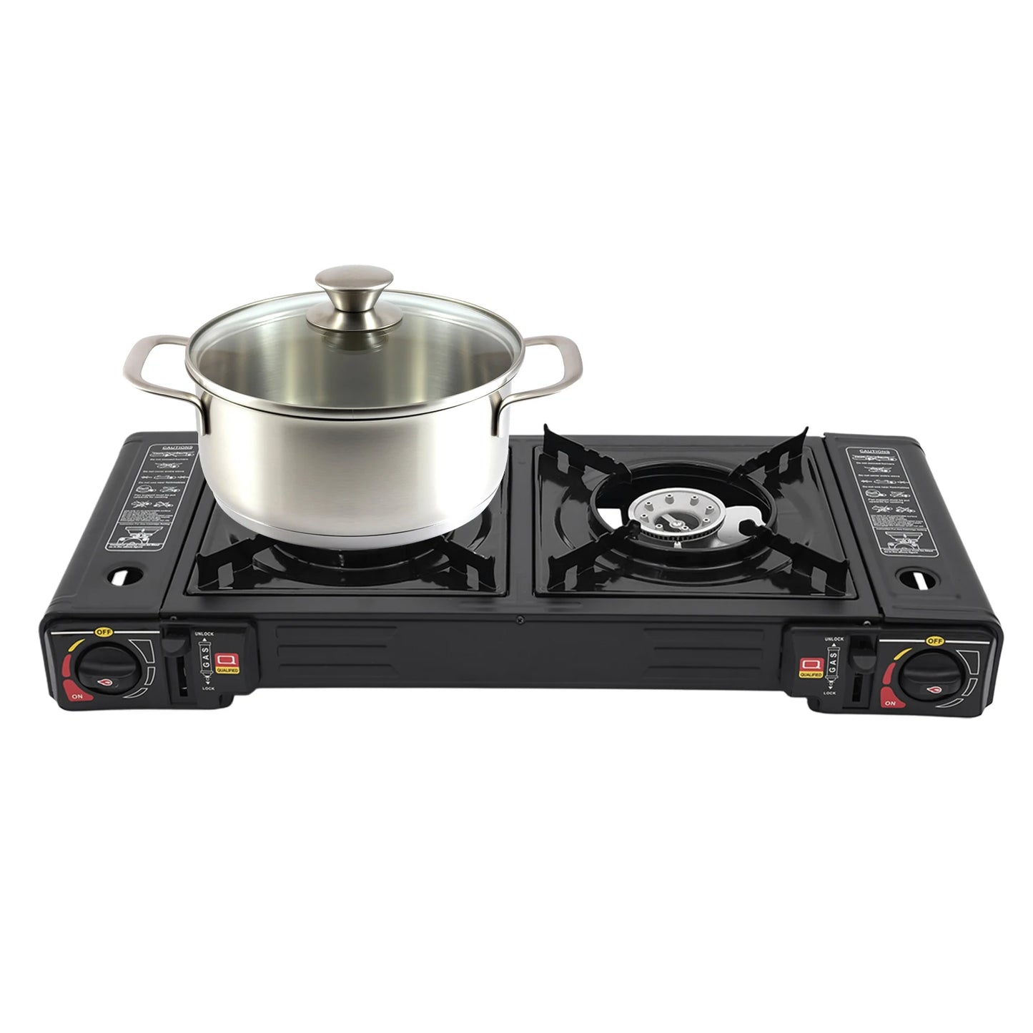 Portable 2 Burner Camping Stove With Ignition And Storage Case