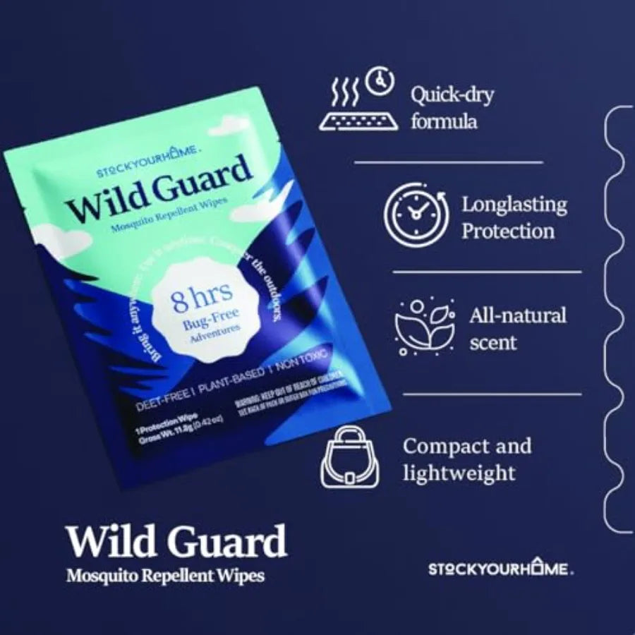 Wild Guard Mosquito Repellent Wipes Deet Free For Travel Use