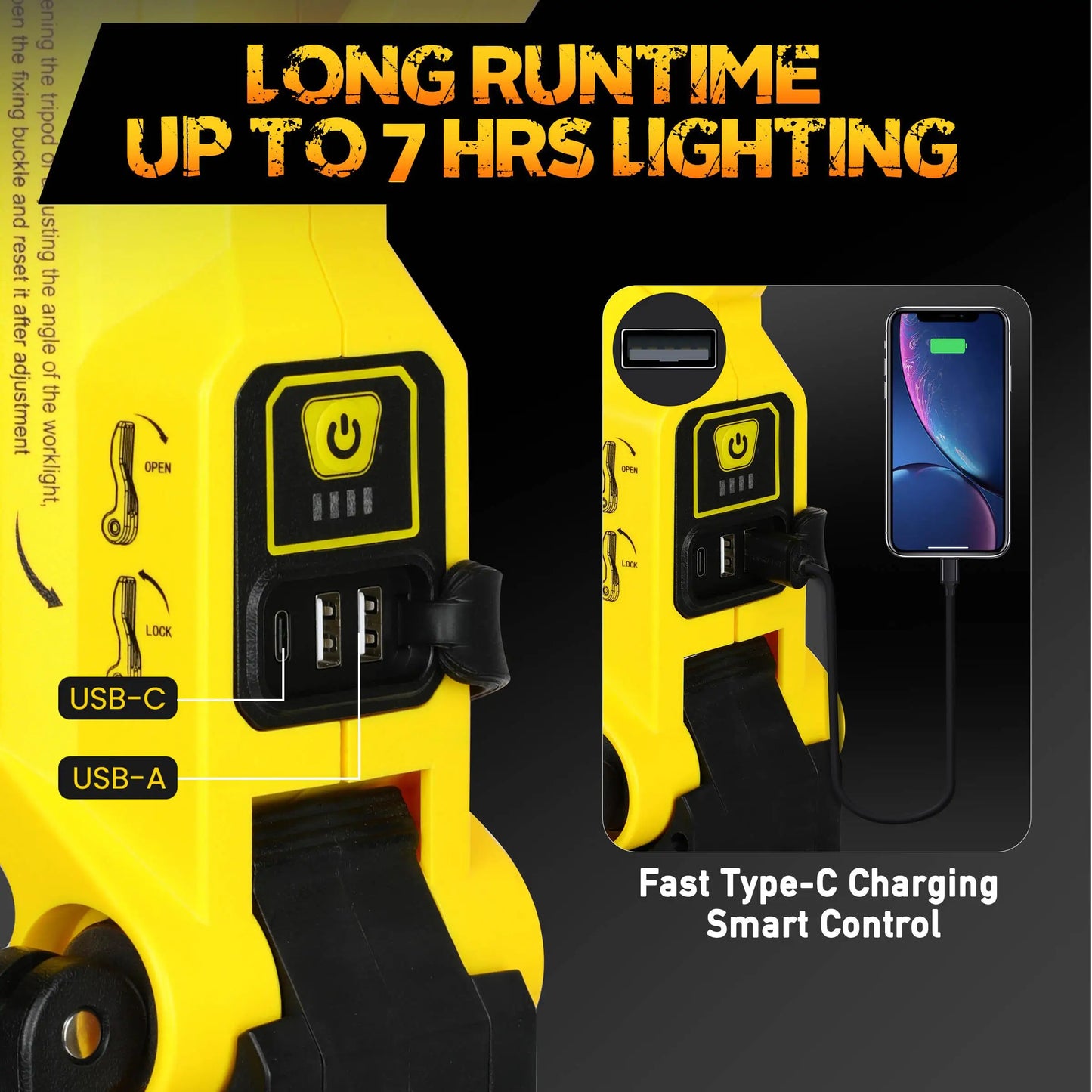 LED Work Light 80000LM Rechargeable Construction Light with Power Bank, Portable Outdoor Work Lamp with IP65 Waterproof, Tripod Compatible Flood Light for Garage Repair Emergency Camping