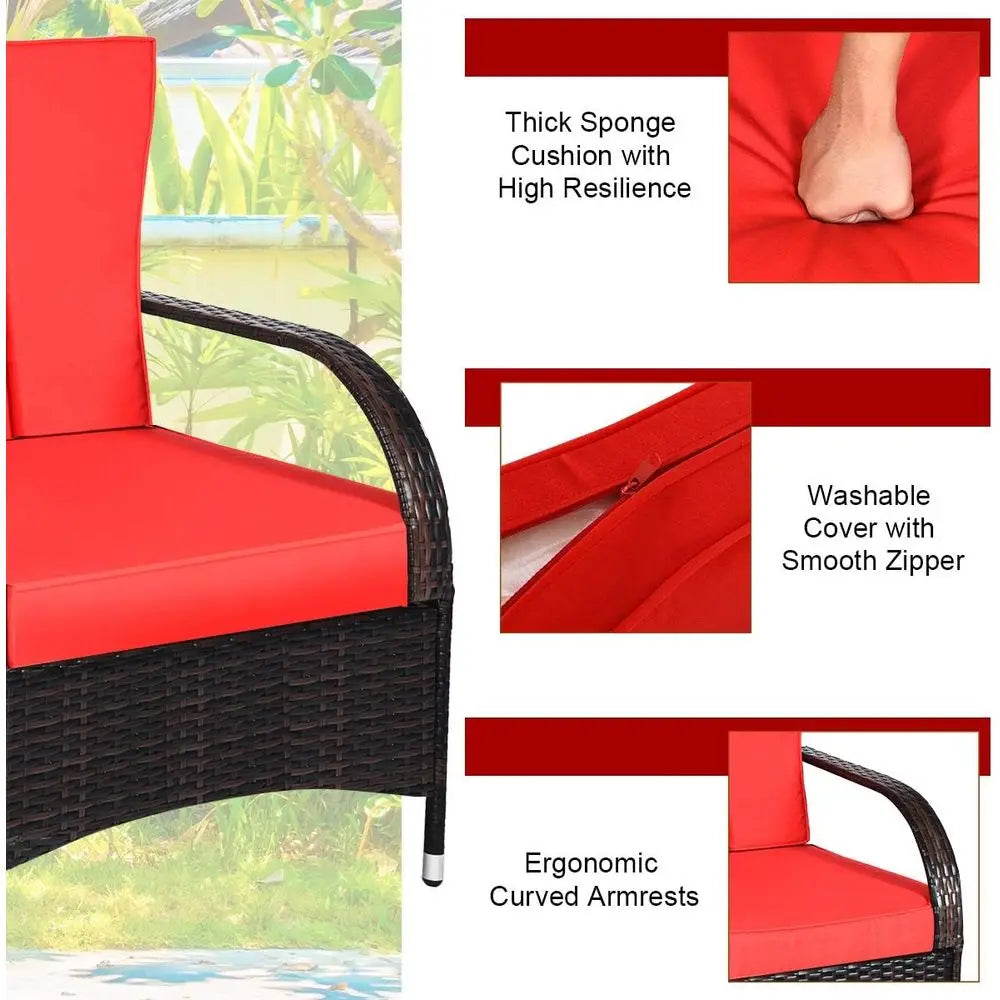 Outdoor Wicker Furniture Set With Cushions And Coffee Table