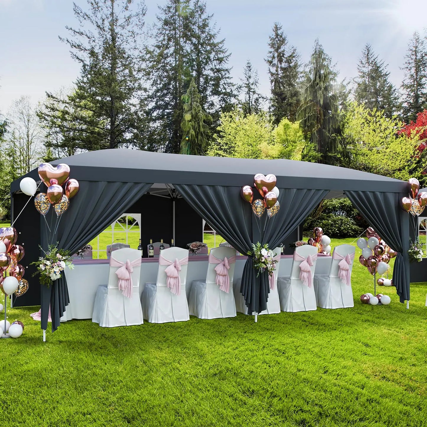 10x20 FT Pop Up Canopy Tent with 6 Removable Sidewalls, Reinforced Waterproof Outdoor Gazebo, 3 Height Adjustable Party Tent for Wedding, Market, Backyard Events, Includes Carry Bag